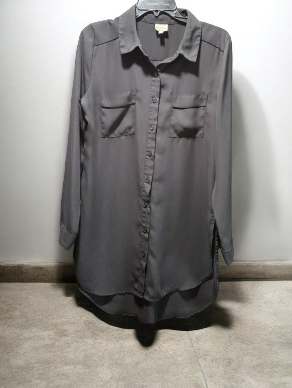 Como Vintage Womens Black Long Sleeve Tunic Blouse Size Small